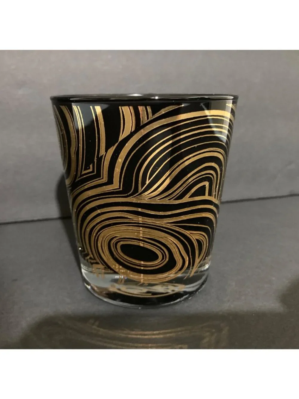Jonathan Adler Black And Gold Malachite Old Fashioned Glass